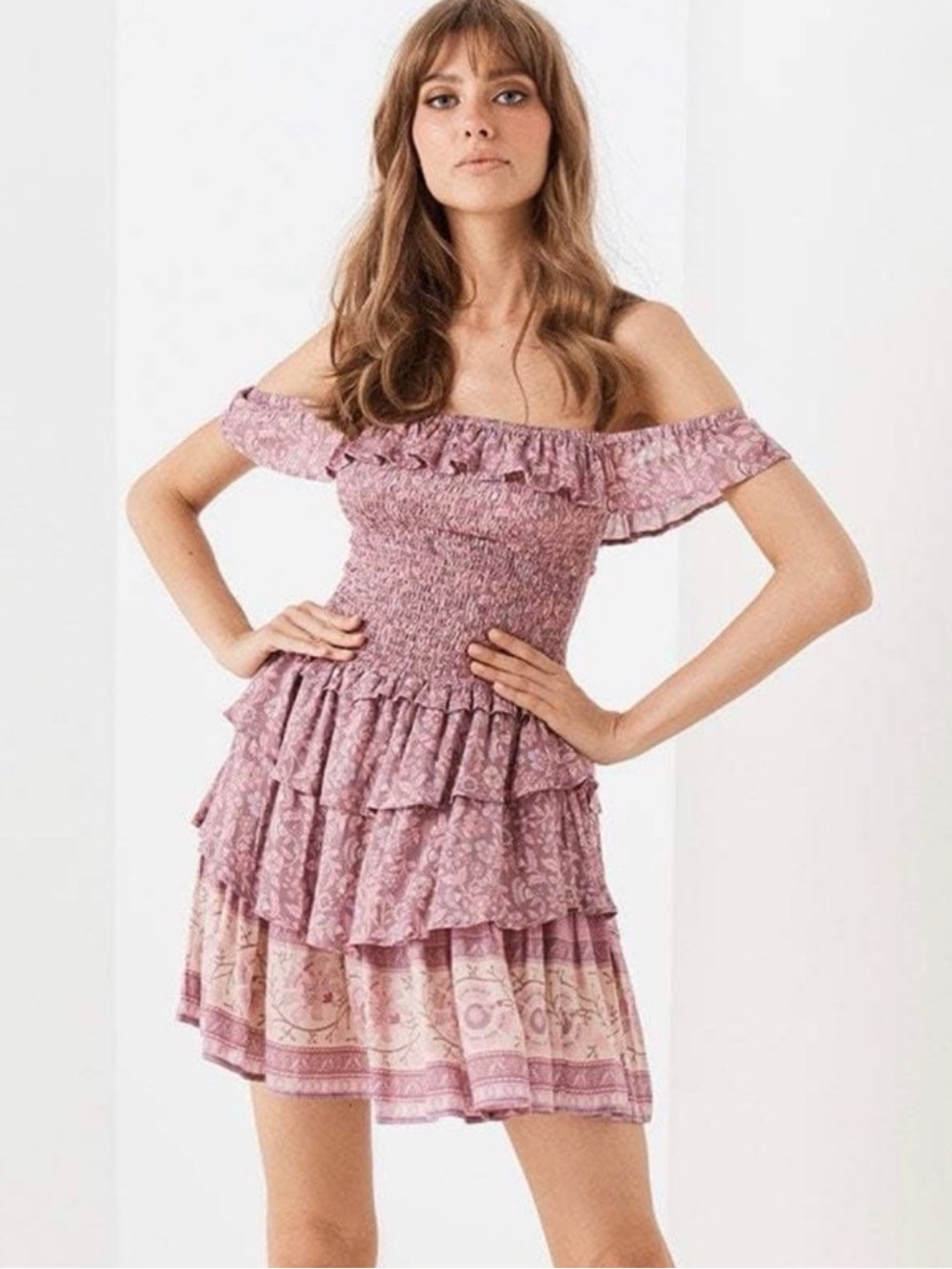 Spell & The Gypsy Dahlia Ra-Ra Mini Dress Mulberry NWOT